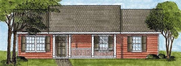 One-Story, Ranch House Plan 45601 with 3 Beds, 2 Baths Elevation