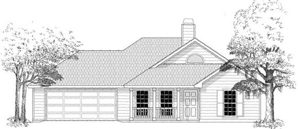 Contemporary, One-Story, Ranch House Plan 45602 with 3 Beds, 2 Baths, 1 Car Garage Elevation