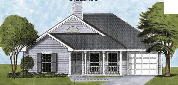 European, One-Story House Plan 45603 with 3 Beds, 2 Baths, 2 Car Garage Elevation