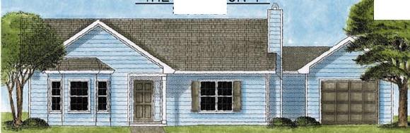 One-Story, Traditional House Plan 45604 with 3 Beds, 2 Baths, 1 Car Garage Elevation