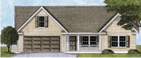 One-Story, Ranch, Traditional House Plan 45605 with 3 Beds, 2 Baths, 2 Car Garage Elevation