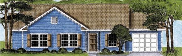 One-Story, Traditional House Plan 45607 with 3 Beds, 2 Baths, 1 Car Garage Elevation