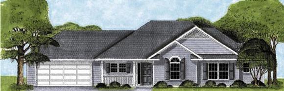 One-Story, Traditional House Plan 45608 with 3 Beds, 2 Baths, 2 Car Garage Elevation