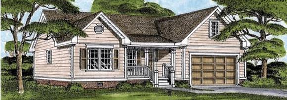 One-Story, Ranch House Plan 45610 with 3 Beds, 2 Baths, 2 Car Garage Elevation