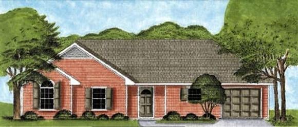 One-Story, Traditional House Plan 45611 with 3 Beds, 2 Baths, 1 Car Garage Elevation