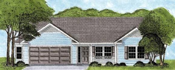 One-Story, Ranch House Plan 45613 with 3 Beds, 2 Baths, 2 Car Garage Elevation