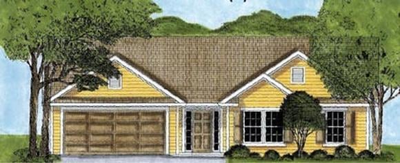 One-Story, Ranch House Plan 45615 with 3 Beds, 2 Baths, 2 Car Garage Elevation