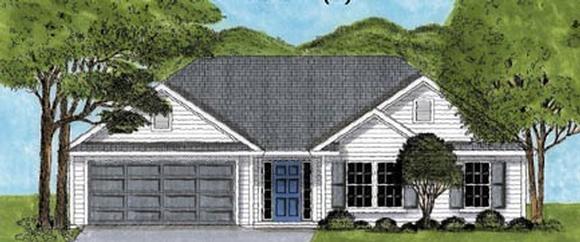One-Story, Ranch, Traditional House Plan 45616 with 3 Beds, 2 Baths, 2 Car Garage Elevation