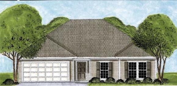 One-Story, Traditional House Plan 45618 with 3 Beds, 2 Baths, 2 Car Garage Elevation