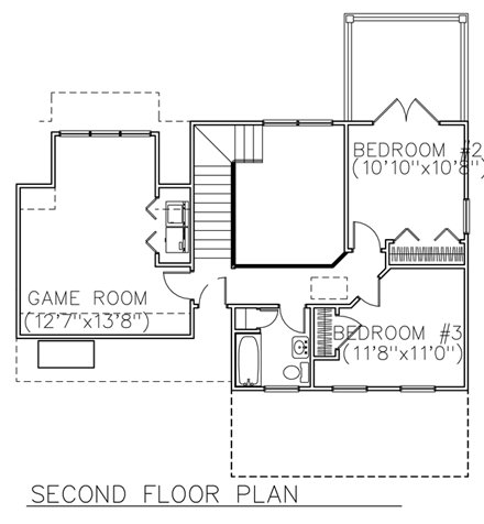 Coastal House Plan 45637 with 3 Beds, 3 Baths Second Level Plan