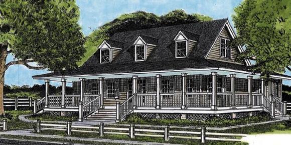 Country, Farmhouse House Plan 45654 with 4 Beds, 3 Baths Elevation