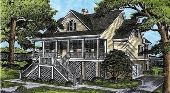 Coastal, Country House Plan 45657 with 3 Beds, 3 Baths Elevation