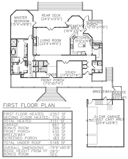 Country, European House Plan 45661 with 3 Beds, 3 Baths, 2 Car Garage First Level Plan
