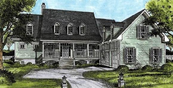 Cape Cod, Country House Plan 45662 with 3 Beds, 4 Baths, 2 Car Garage Elevation