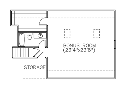 European House Plan 45664 with 3 Beds, 4 Baths, 2 Car Garage Second Level Plan