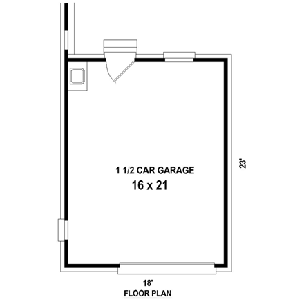 1 Car Garage Plan 45768 First Level Plan