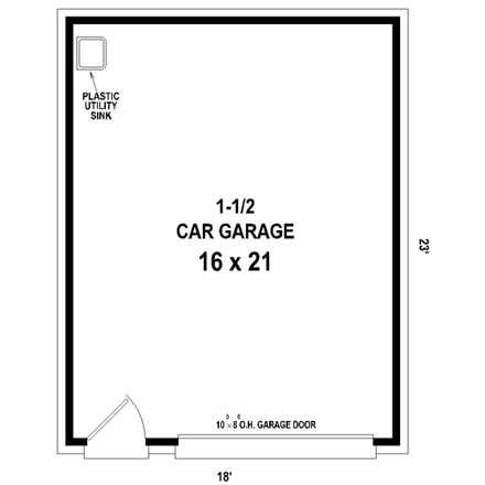 1 Car Garage Plan 45772 First Level Plan