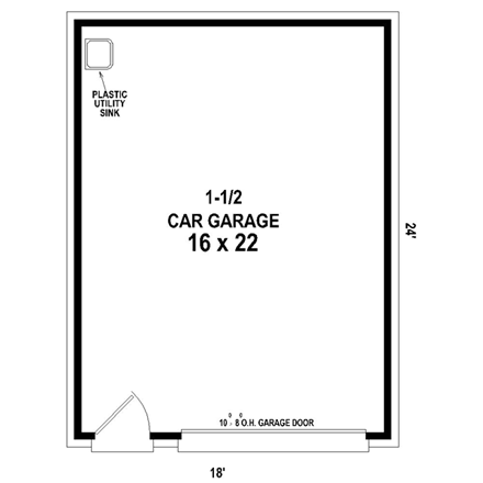 1 Car Garage Plan 45773 First Level Plan