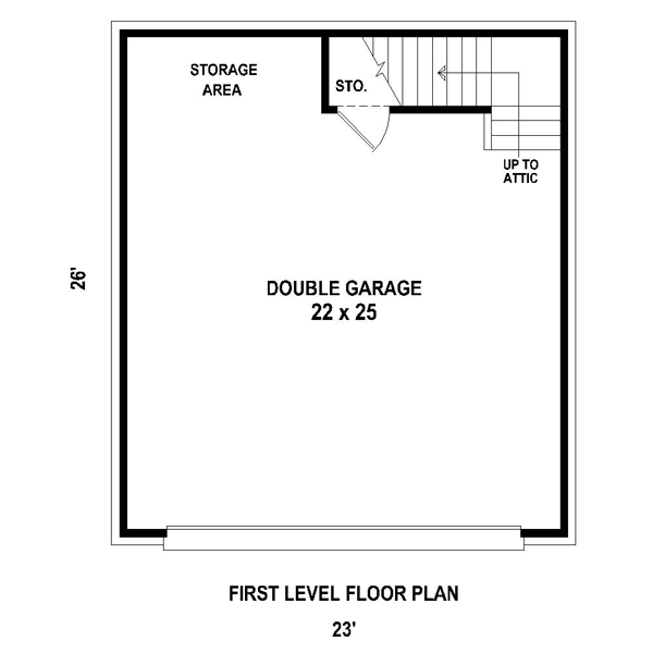 2 Car Garage Plan 45794 Level One