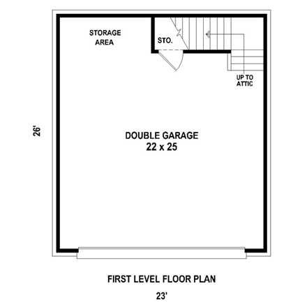 2 Car Garage Plan 45794 First Level Plan