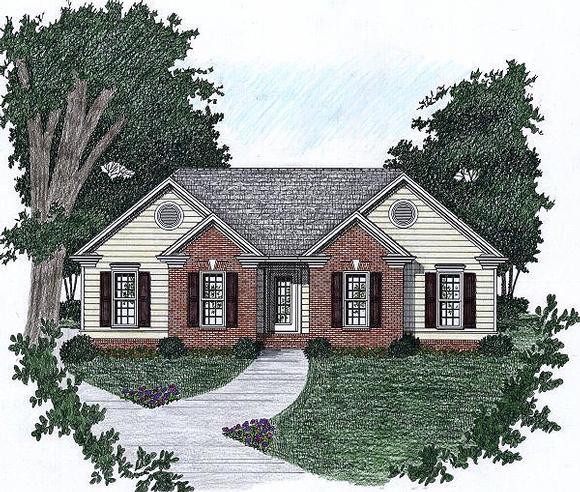 Traditional House Plan 45800 with 3 Beds, 2 Baths, 3 Car Garage Elevation