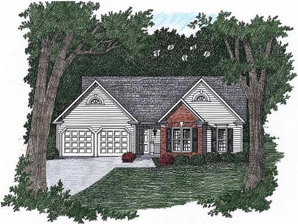 Traditional House Plan 45801 with 3 Beds, 2 Baths, 2 Car Garage Elevation