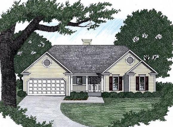 Traditional House Plan 45802 with 3 Beds, 2 Baths, 2 Car Garage Elevation