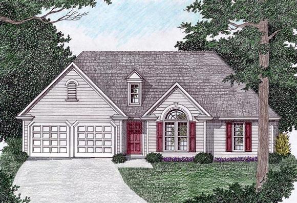 Traditional House Plan 45803 with 3 Beds, 2 Baths, 2 Car Garage Elevation