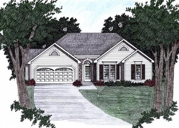 Traditional House Plan 45805 with 3 Beds, 2 Baths, 2 Car Garage Elevation