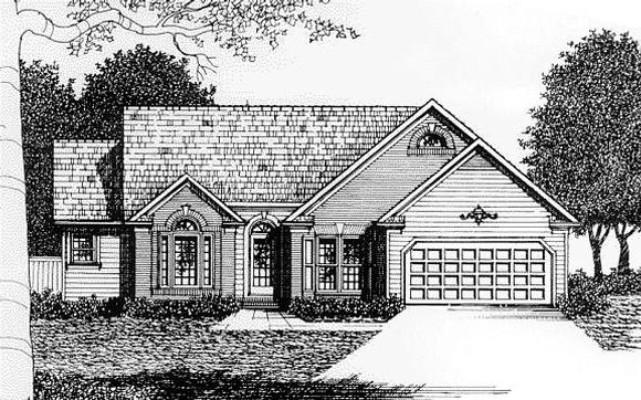 Traditional House Plan 45811 with 3 Beds, 2 Baths, 1 Car Garage Elevation