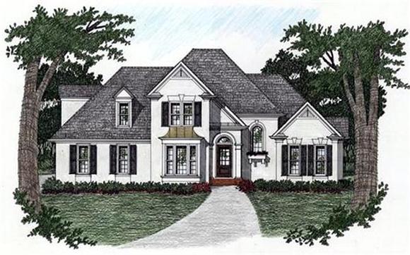 Traditional House Plan 45812 with 3 Beds, 2.5 Baths, 2 Car Garage Elevation