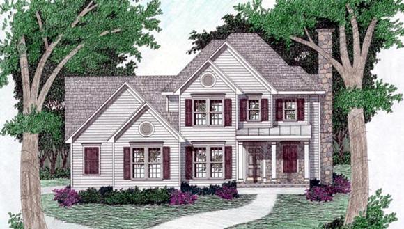 Traditional House Plan 45814 with 3 Beds, 2.5 Baths, 2 Car Garage Elevation
