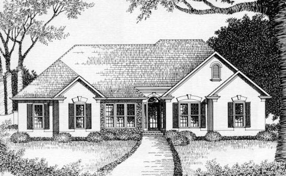 Traditional House Plan 45815 with 3 Beds, 2 Baths, 2 Car Garage Elevation