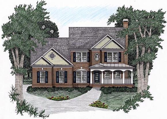 Traditional House Plan 45825 with 5 Beds, 4 Baths, 2 Car Garage Elevation