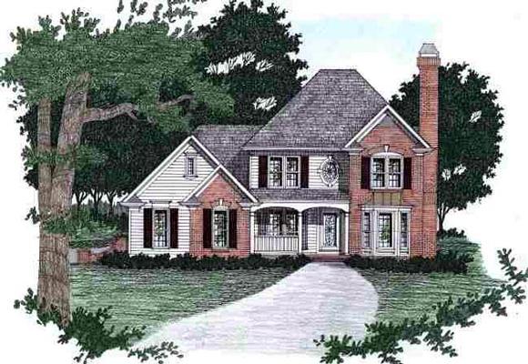 Traditional House Plan 45827 with 4 Beds, 2.5 Baths, 2 Car Garage Elevation