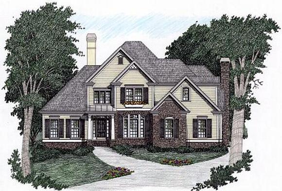 Traditional House Plan 45835 with 4 Beds, 3.5 Baths, 2 Car Garage Elevation