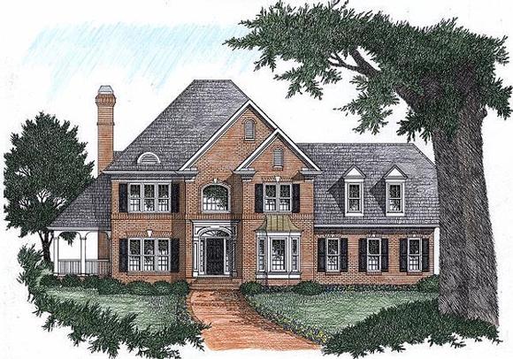 Traditional House Plan 45845 with 4 Beds, 3.5 Baths, 2 Car Garage Elevation