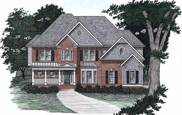 Traditional House Plan 45846 with 5 Beds, 4 Baths, 2 Car Garage Elevation