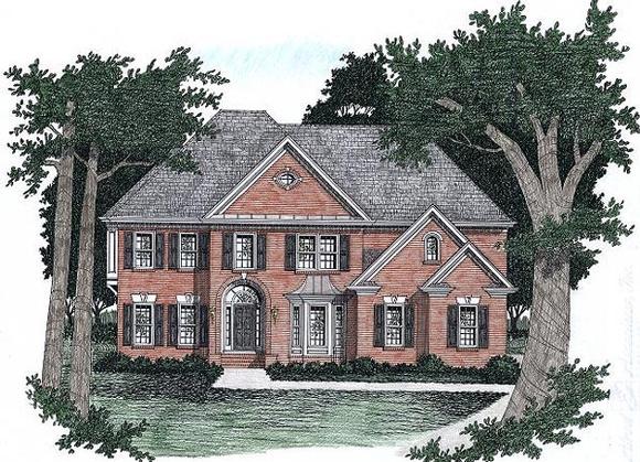 Traditional House Plan 45850 with 5 Beds, 4 Baths, 2 Car Garage Elevation