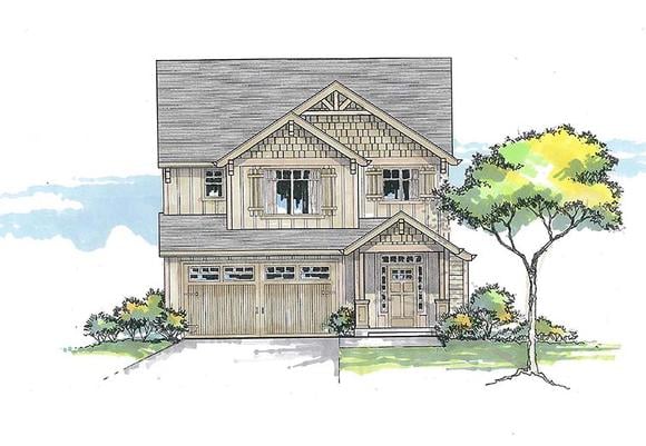 Bungalow, Cottage, Country, Craftsman House Plan 46268 with 3 Beds, 3 Baths, 2 Car Garage Elevation