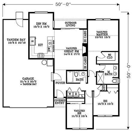 Craftsman, Ranch, Traditional House Plan 46271 with 3 Beds, 2 Baths, 3 Car Garage First Level Plan