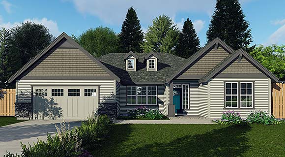 Country, Craftsman, Farmhouse, Ranch, Southern, Traditional House Plan 46287 with 4 Beds, 3 Baths, 2 Car Garage Elevation