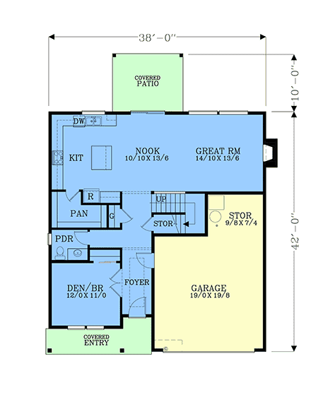 Country, Craftsman, Traditional House Plan 46292 with 6 Beds, 3 Baths, 2 Car Garage First Level Plan