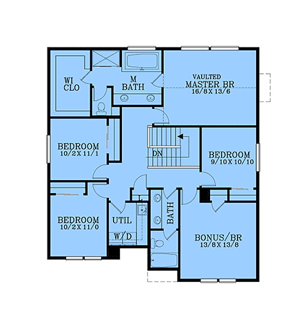 Country, Craftsman, Traditional House Plan 46292 with 6 Beds, 3 Baths, 2 Car Garage Second Level Plan