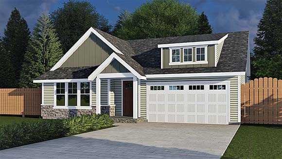Cape Cod, Cottage, Country, Craftsman, Ranch House Plan 46299 with 4 Beds, 2 Baths, 2 Car Garage Elevation