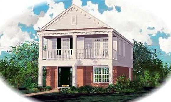 Colonial, Narrow Lot House Plan 46317 with 3 Beds, 3 Baths Elevation