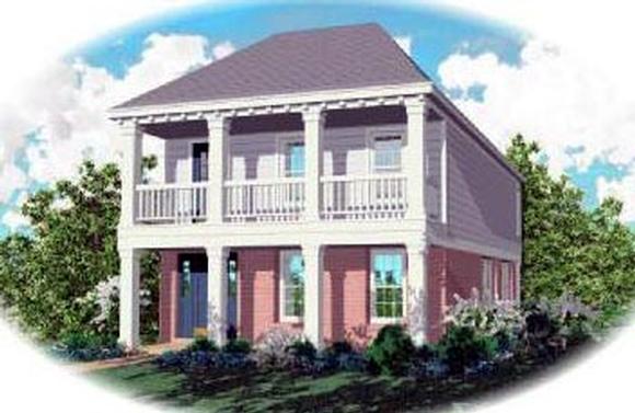 Colonial, Narrow Lot House Plan 46320 with 3 Beds, 3 Baths Elevation