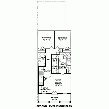 Narrow Lot, One-Story, Ranch House Plan 46347 with 3 Beds, 2 Baths Second Level Plan