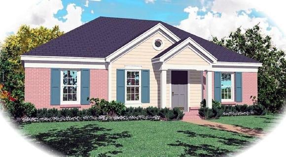 Narrow Lot, One-Story, Ranch House Plan 46347 with 3 Beds, 2 Baths Elevation
