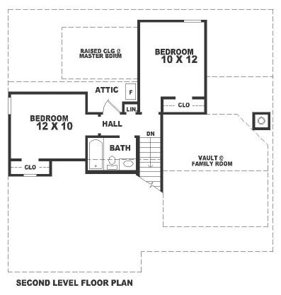 House Plan 46348 with 3 Beds, 2 Baths, 1 Car Garage Second Level Plan